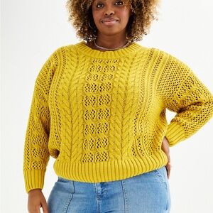 Sonoma Mustard Yellow Cable Knit Sweater 0x like new